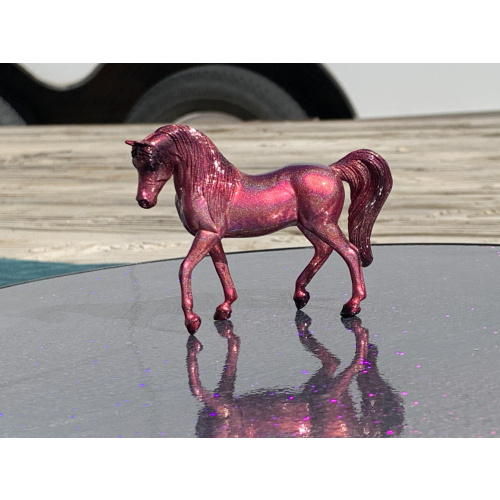 Breyer Custom Horse Stablemate Walking Arabian Mare Magenta Holographic