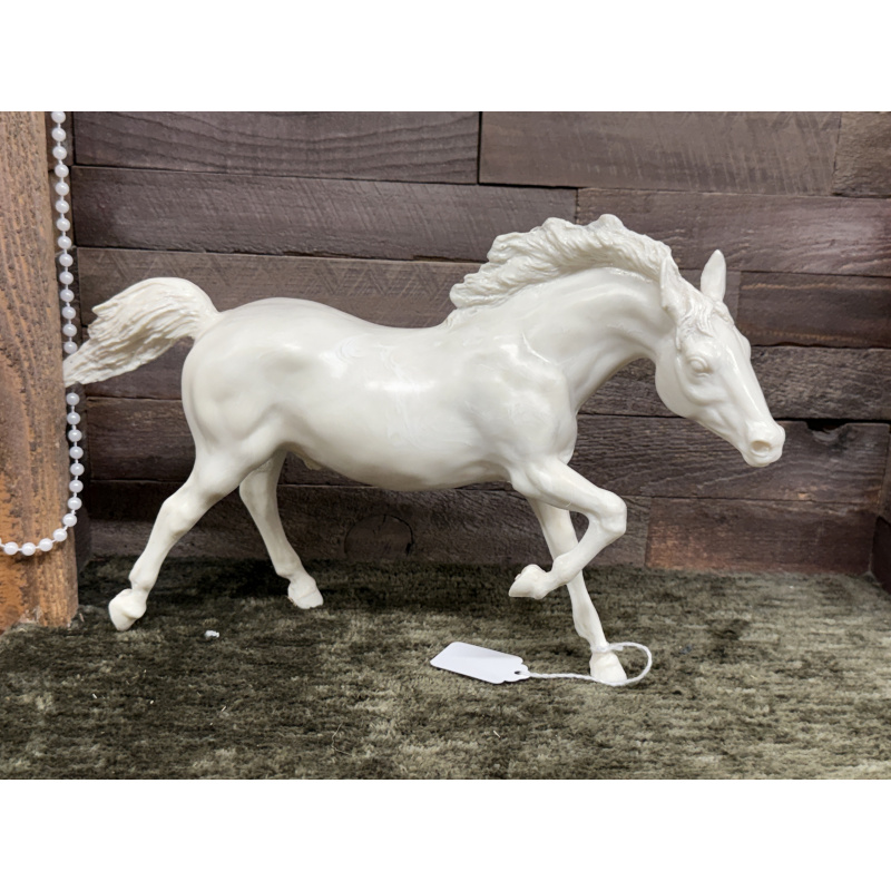 Breyer Stripped Horse Running Stallion White On White Swirls Plastic