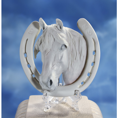 Unpainted Paso Fino Medallion in Horseshoe by Linda York