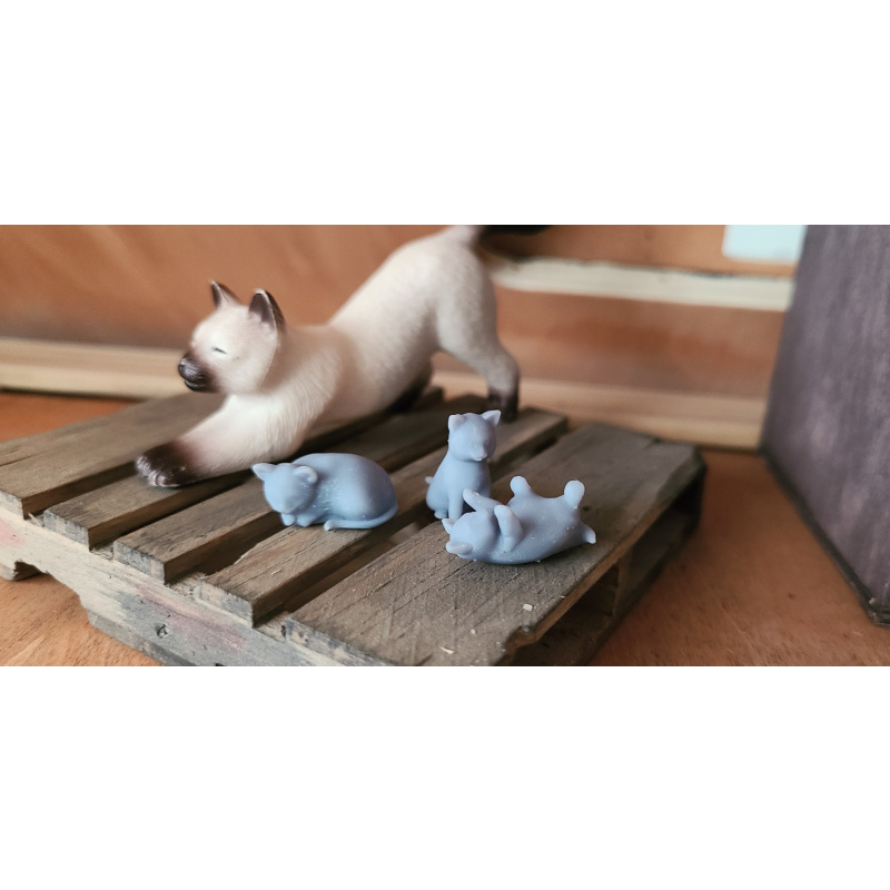 The Kiddens - Three 3D Printed Resin 1:9 Scale Kittens for Barns and Dioramas