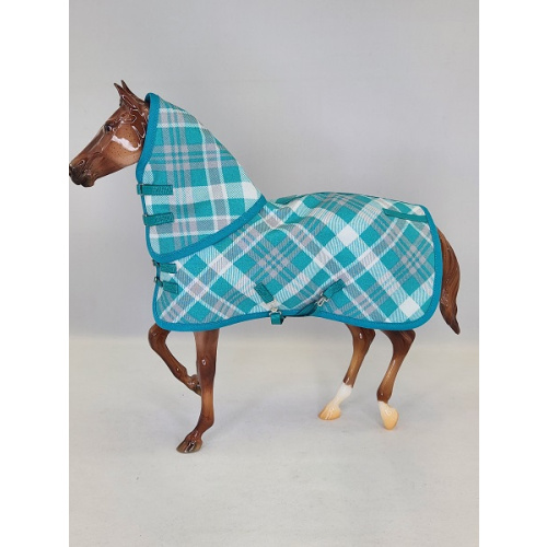 Teal & Gray Plaid Stable Blanket  SB0328