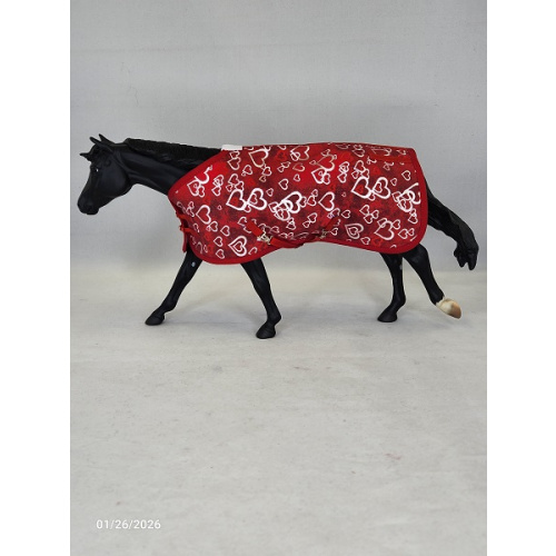 Silver Hearts on Red Stable Blanket  SB0407