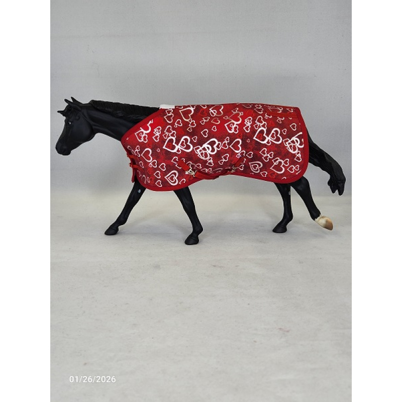 Silver Hearts on Red Stable Blanket  SB0407