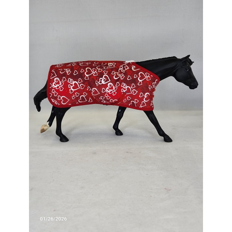 Silver Hearts on Red Stable Blanket  SB0407