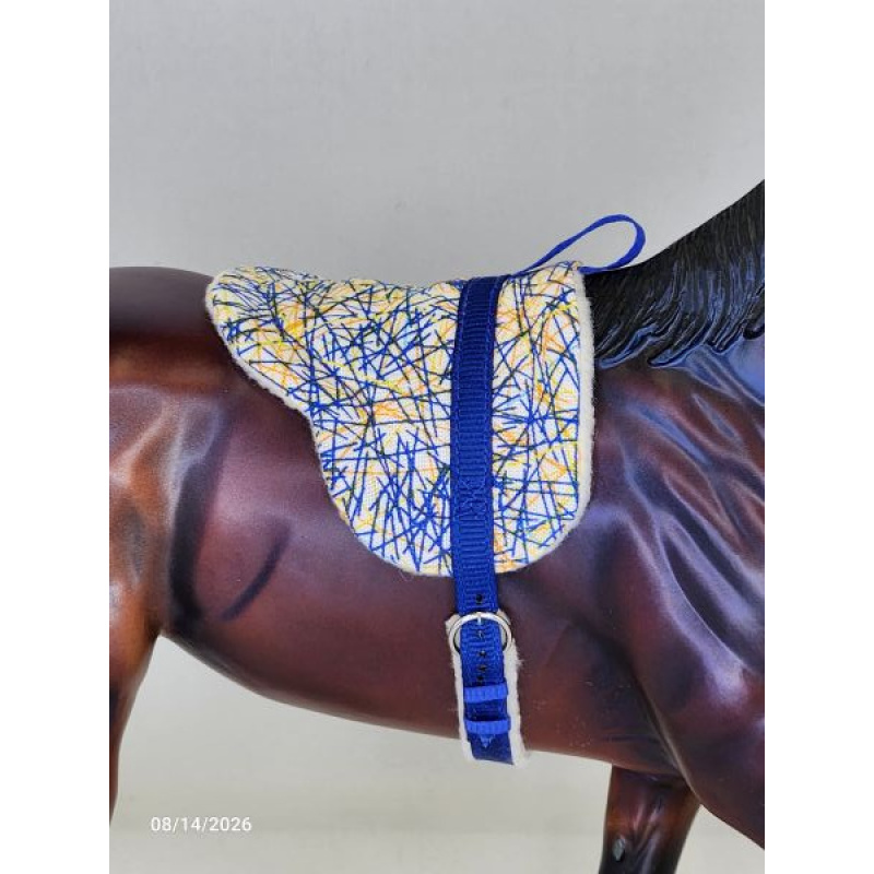Blue & Yellow Pick-up Sticks Bareback Pad  BBP004