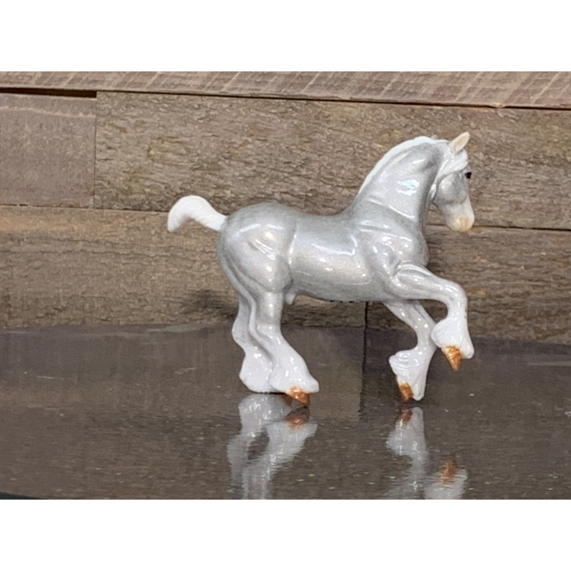 Breyer Custom Horse Prancing Clydesdale Glossy Silver Charm
