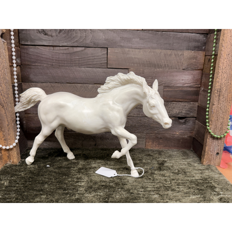 Breyer Stripped Horse Running Stallion White On White Swirls Plastic
