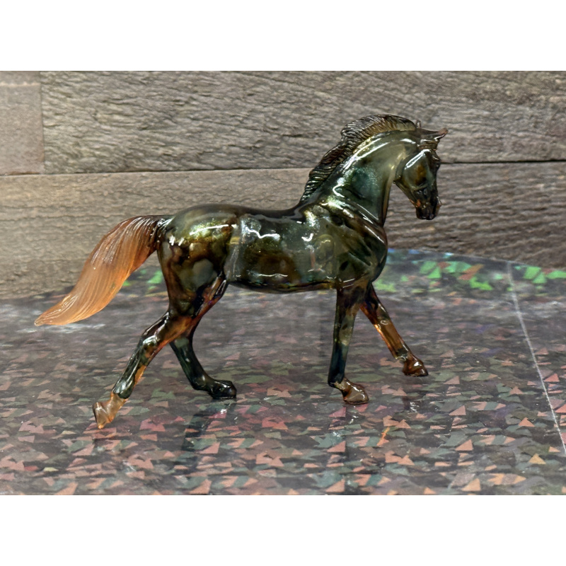 Breyer Custom Horse Stablemate Glossy Canter Warmblood Clearware Multi Colored Marbled Ink
