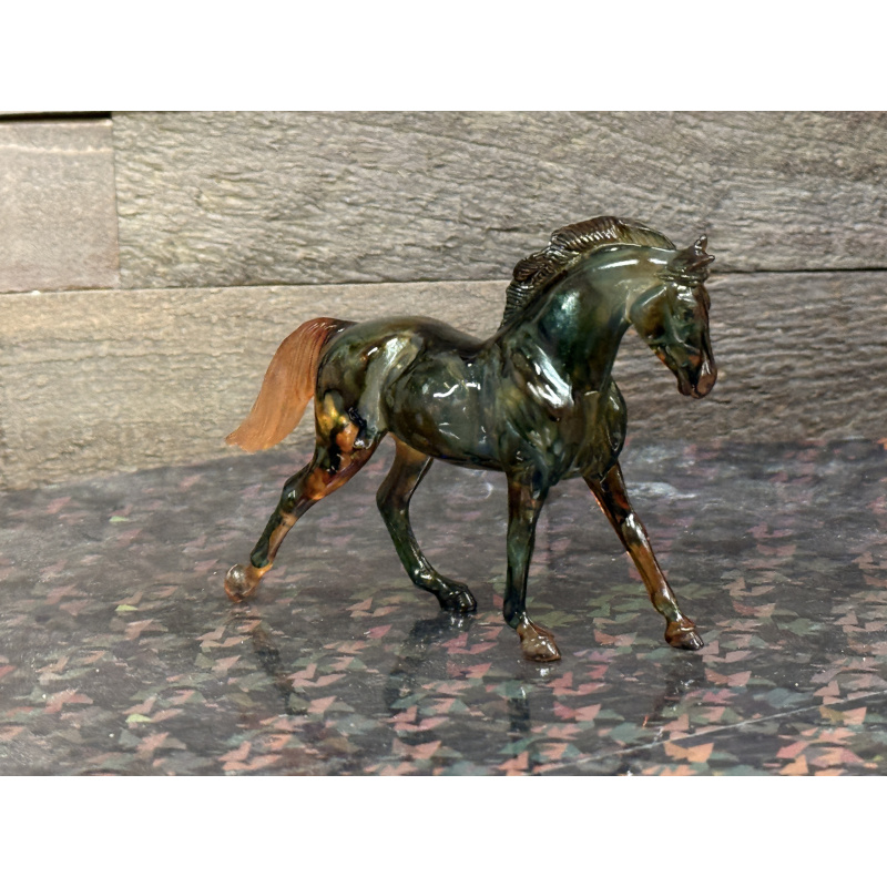 Breyer Custom Horse Stablemate Glossy Canter Warmblood Clearware Multi Colored Marbled Ink