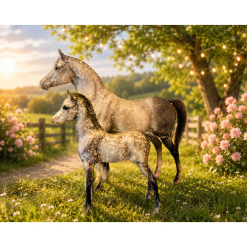 Proud Arabian Mare (PAM) and Proud Arabian Foal (PAF) - Dapple Gray
