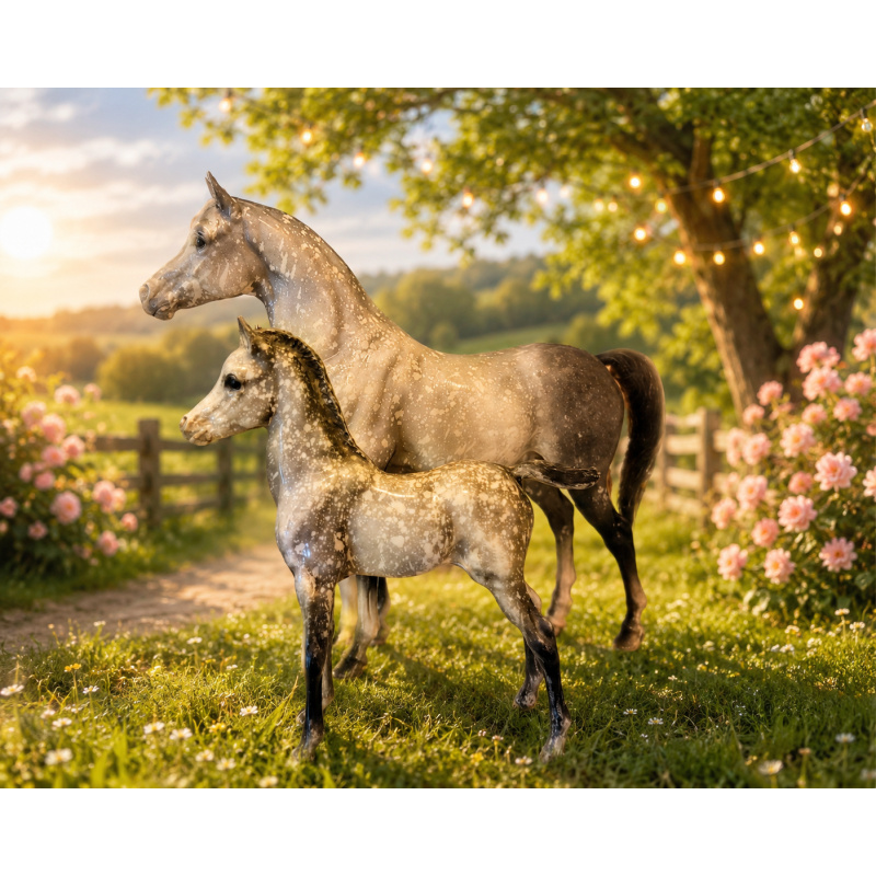 Proud Arabian Mare (PAM) and Proud Arabian Foal (PAF) - Dapple Gray