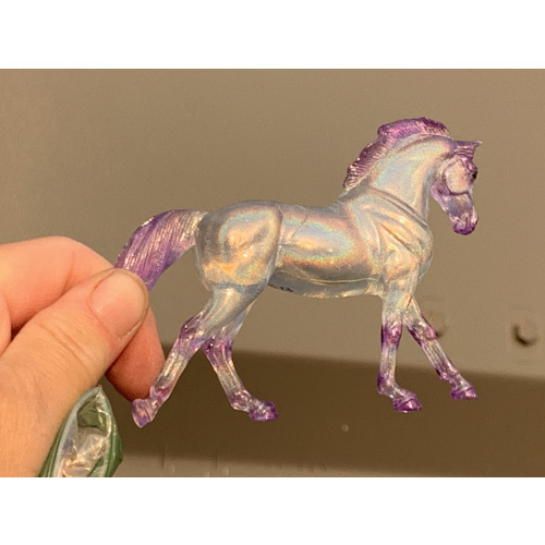 Breyer Custom Horse Cantering Warmblood Glossy Clearware Clear Holographic Purple Points