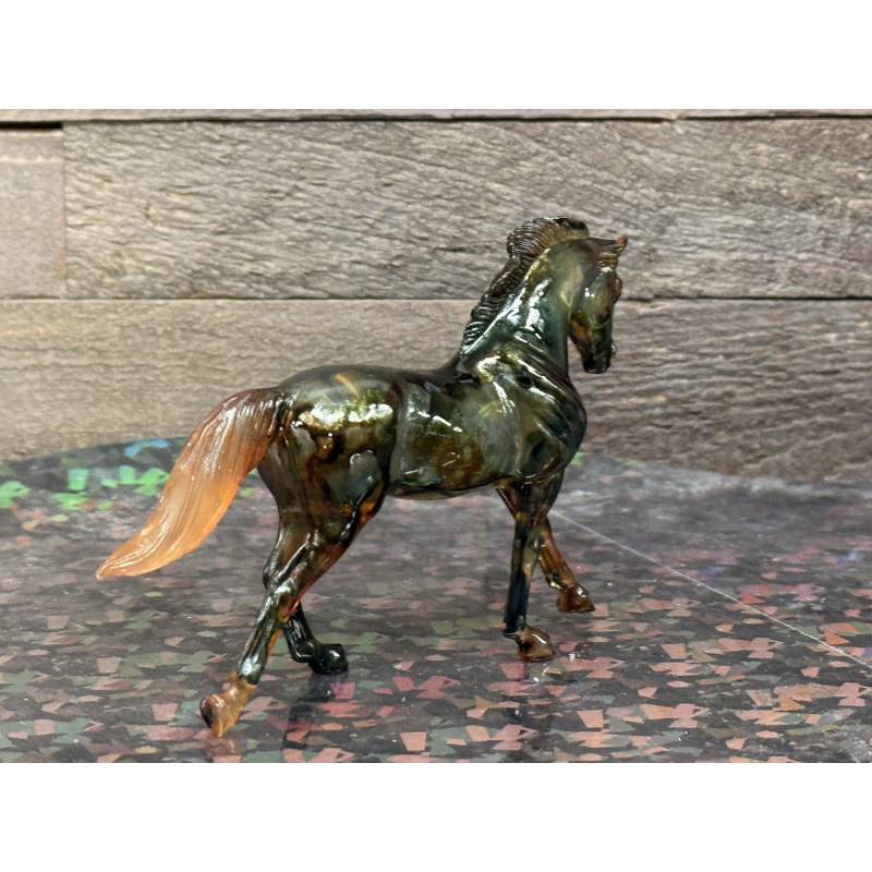Breyer Custom Horse Stablemate Glossy Canter Warmblood Clearware Multi Colored Marbled Ink