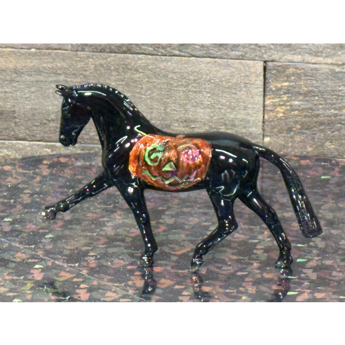 Breyer Custom Horse Stablemate Glossy Hanoverian Pumpkin Holloween