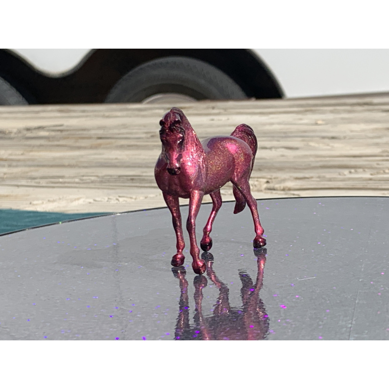 Breyer Custom Horse Stablemate Walking Arabian Mare Magenta Holographic