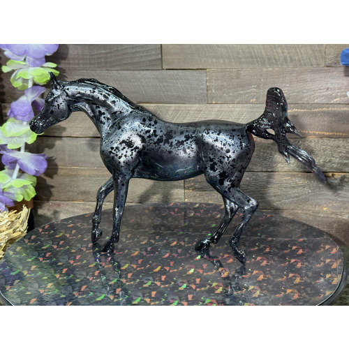 Breyer Custom Horse Clearware Glossy Wild Dapple Smoke Silver