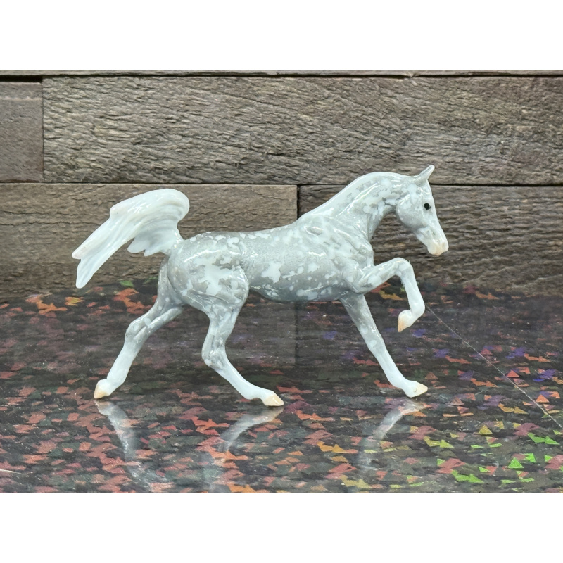 Breyer Custom Horse Stablemate Glossy Silver Filigree Galloping Arabian Stallion