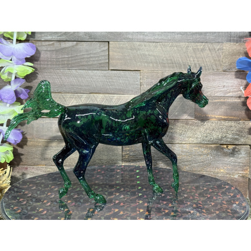 Breyer Custom Horse Clearware Glossy Wild Dapple Violet Blue & Green