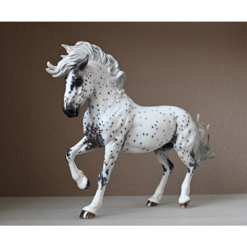 Custom Breyer Fireheart painted to an Appaloosa with mixed coloured spots and roaning