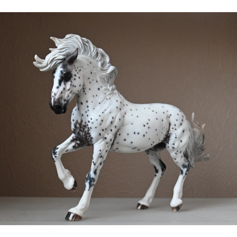 Custom Breyer Fireheart painted to an Appaloosa with mixed coloured spots and roaning