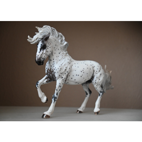 Custom Breyer Fireheart painted to an Appaloosa with mixed coloured spots and roaning