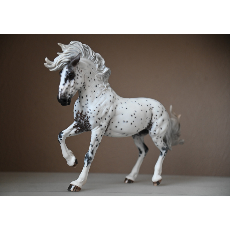 Custom Breyer Fireheart painted to an Appaloosa with mixed coloured spots and roaning