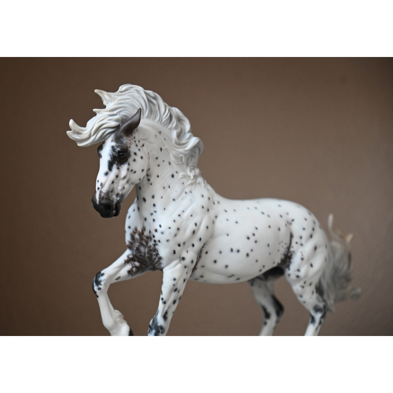 Custom Breyer Fireheart painted to an Appaloosa with mixed coloured spots and roaning