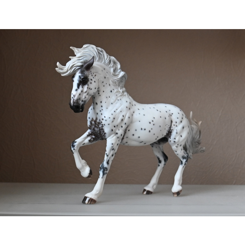 Custom Breyer Fireheart painted to an Appaloosa with mixed coloured spots and roaning