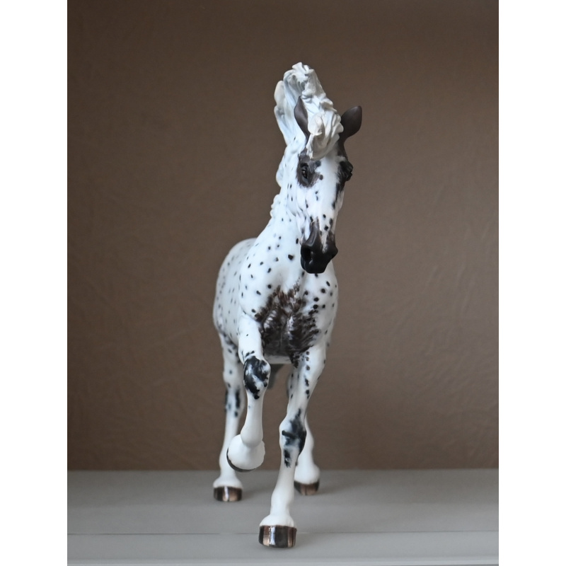 Custom Breyer Fireheart painted to an Appaloosa with mixed coloured spots and roaning