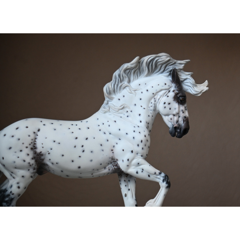 Custom Breyer Fireheart painted to an Appaloosa with mixed coloured spots and roaning