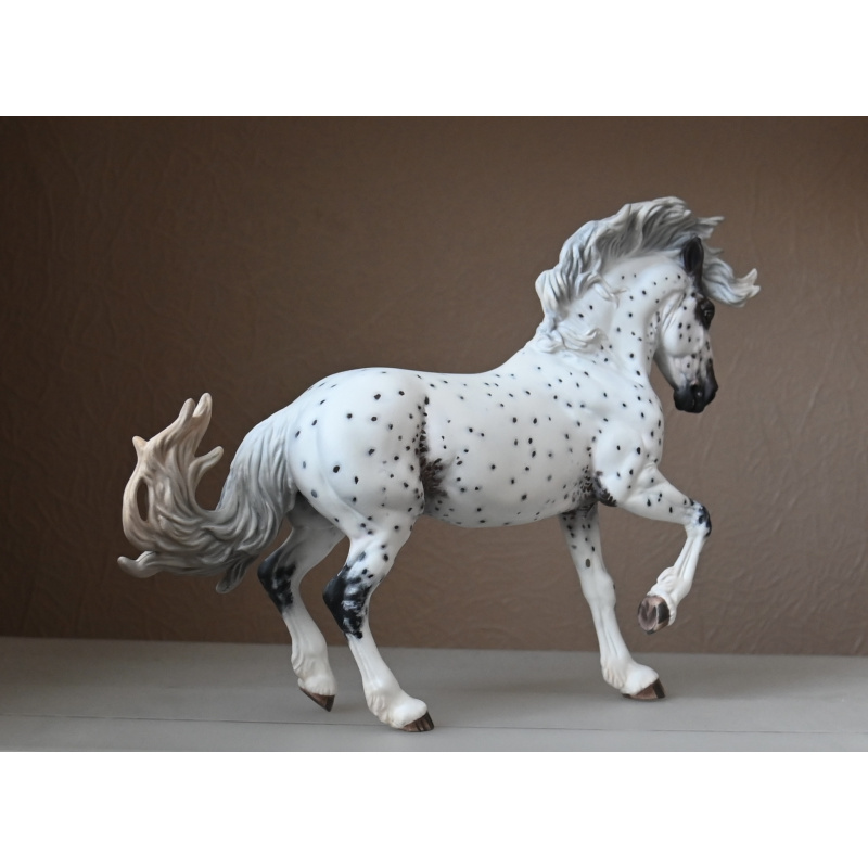 Custom Breyer Fireheart painted to an Appaloosa with mixed coloured spots and roaning
