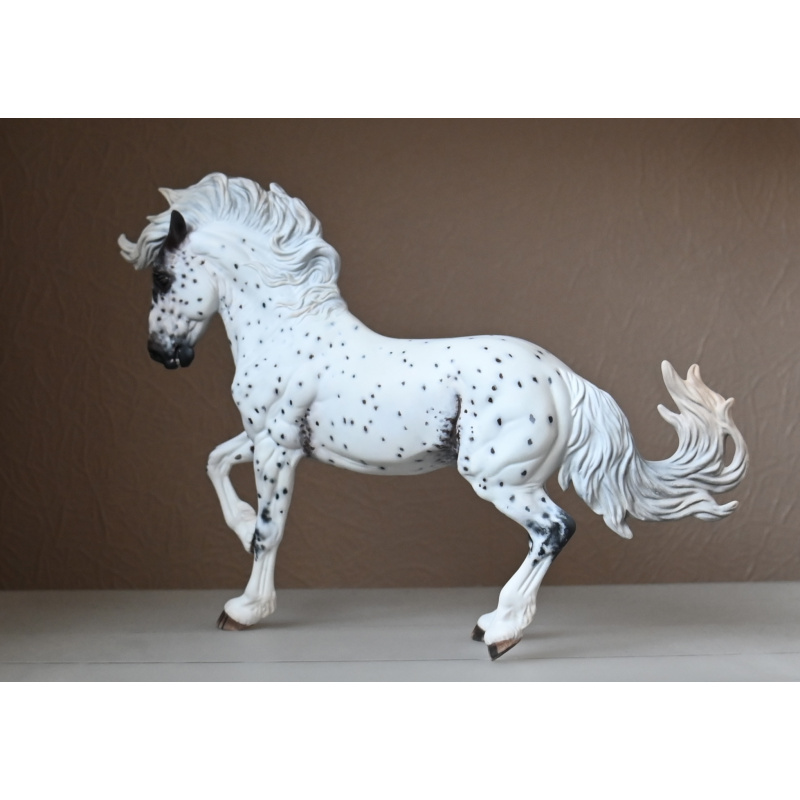 Custom Breyer Fireheart painted to an Appaloosa with mixed coloured spots and roaning