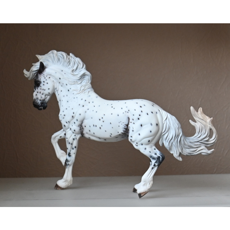 Custom Breyer Fireheart painted to an Appaloosa with mixed coloured spots and roaning
