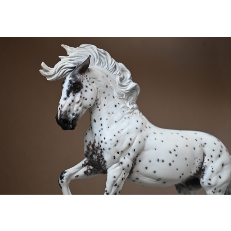 Custom Breyer Fireheart painted to an Appaloosa with mixed coloured spots and roaning