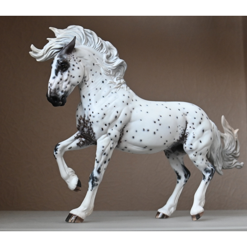 Custom Breyer Fireheart painted to an Appaloosa with mixed coloured spots and roaning