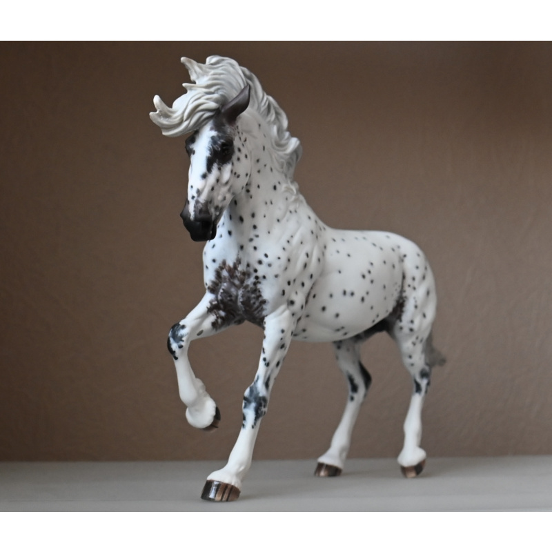 Custom Breyer Fireheart painted to an Appaloosa with mixed coloured spots and roaning