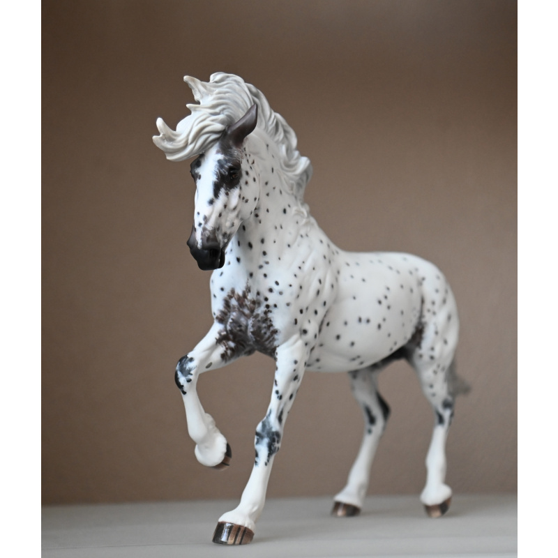 Custom Breyer Fireheart painted to an Appaloosa with mixed coloured spots and roaning