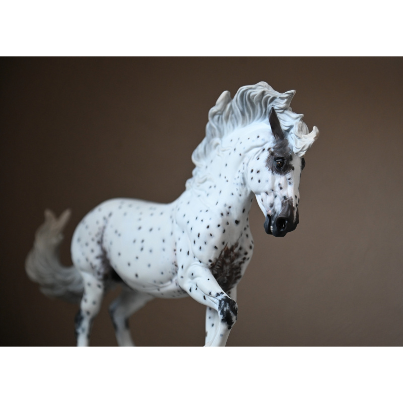 Custom Breyer Fireheart painted to an Appaloosa with mixed coloured spots and roaning