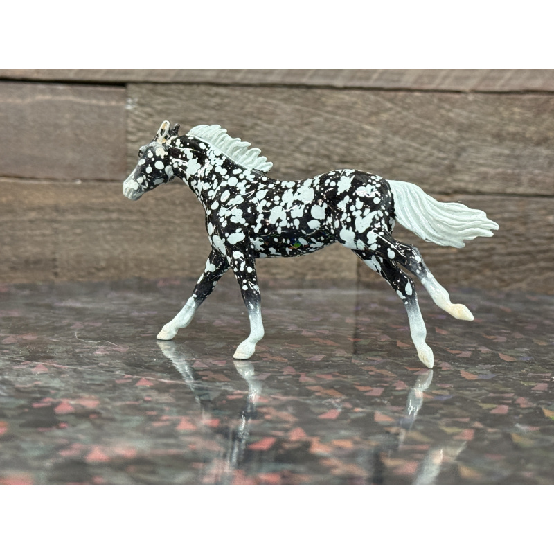 Breyer Custom Horse Stablemate TB Wild Dapple Black White Points