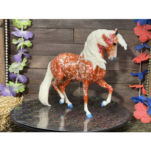 Breyer Custom Horse Traditional Animar Glossy Wild Dapple Orange Colorshift Fire & Ice