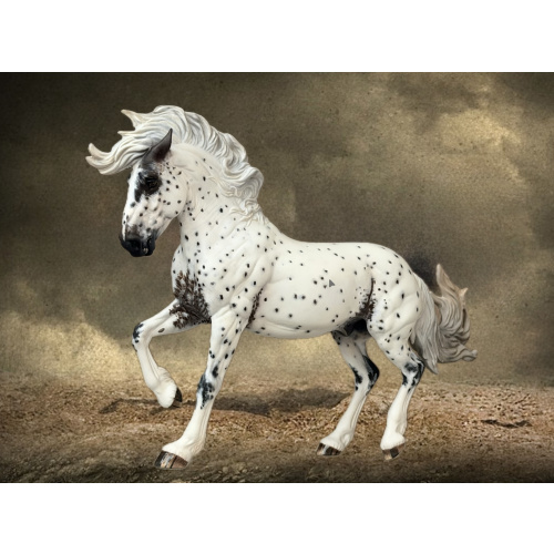 Custom Breyer Fireheart painted to an Appaloosa with mixed coloured spots and roaning