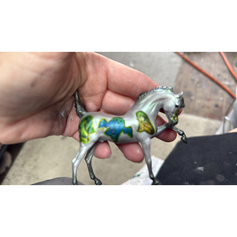 Breyer Custom Horse Stablemate Twist Grey Iridescent Green With Colorchanging Ghosts