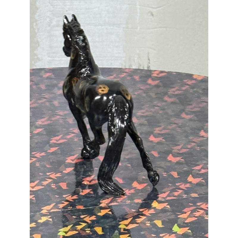 Breyer Custom Horse Stablemate Friesian Black with Colorchanging Skeleton Heads