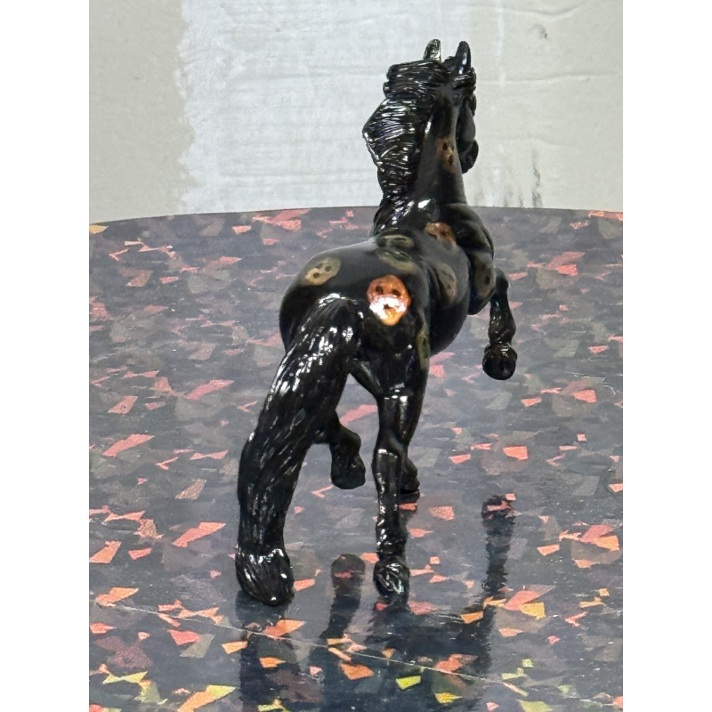 Breyer Custom Horse Stablemate Friesian Black with Colorchanging Skeleton Heads
