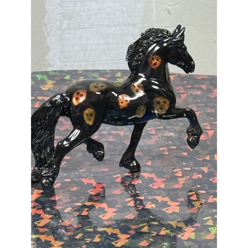 Breyer Custom Horse Stablemate Friesian Black with Colorchanging Skeleton Heads