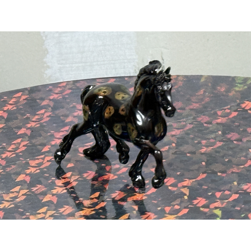 Breyer Custom Horse Stablemate Friesian Black with Colorchanging Skeleton Heads