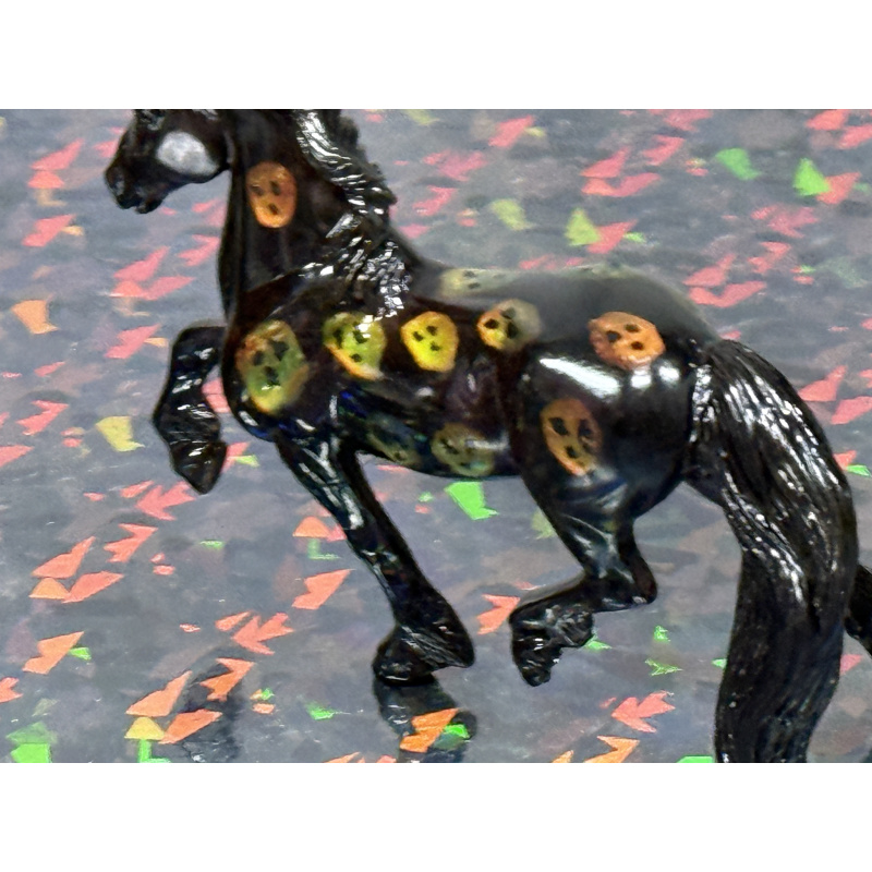 Breyer Custom Horse Stablemate Friesian Black with Colorchanging Skeleton Heads