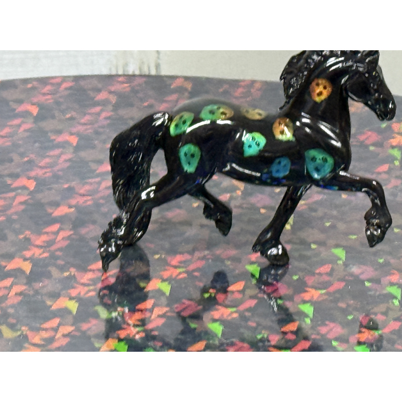 Breyer Custom Horse Stablemate Friesian Black with Colorchanging Skeleton Heads