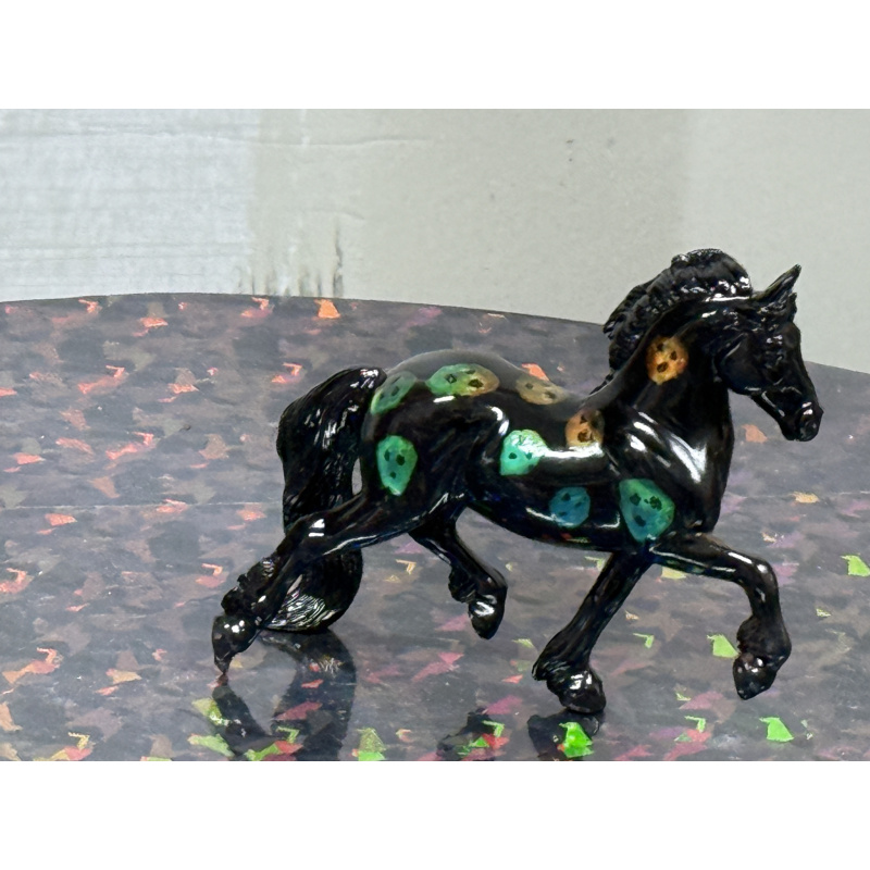 Breyer Custom Horse Stablemate Friesian Black with Colorchanging Skeleton Heads