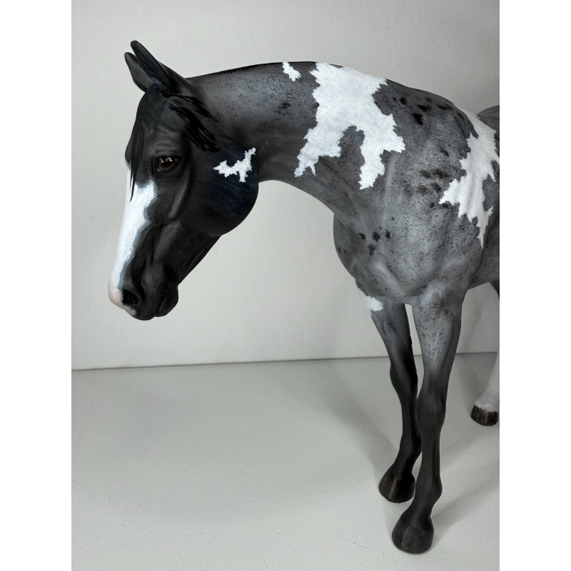 Custom Breyer mare and foal - Blue roan pinto and grulla pinto Firefly and Hawkeye